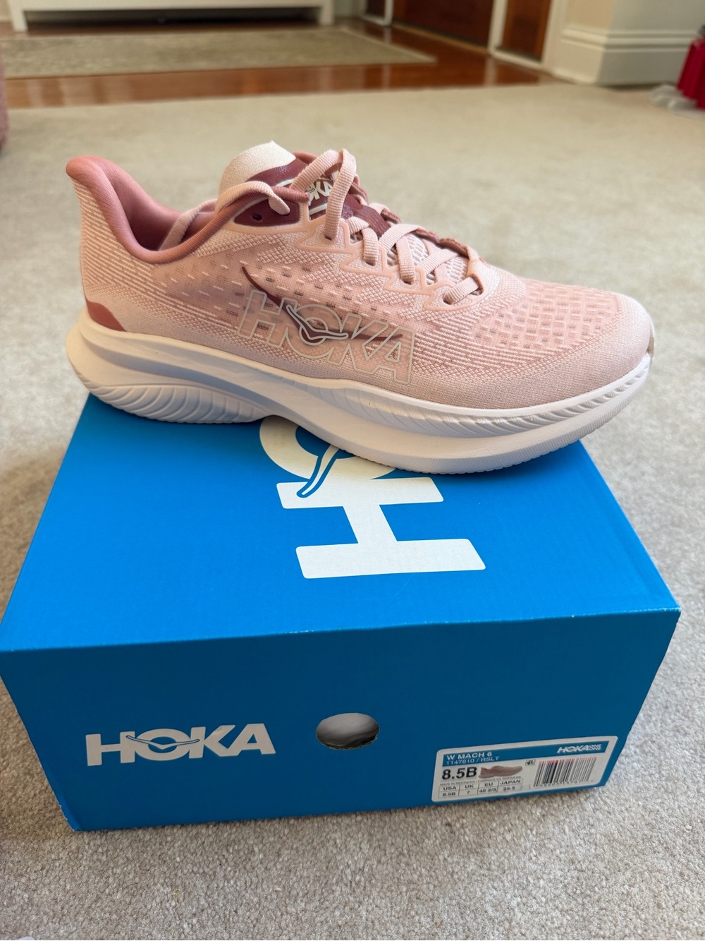 Hoka Women's Mach 6 blush Pink Running Shoe